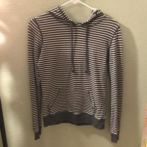 FOREVER 21 STRIPED HOODIE (S - DARK GREY/WHITE)